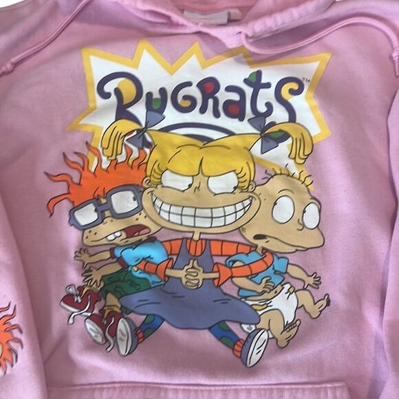 Nickelodeon Rugrats Pink Graphic Long Sleeves Hoodie Sweatshirt Size Medium - Picture 6 of 12